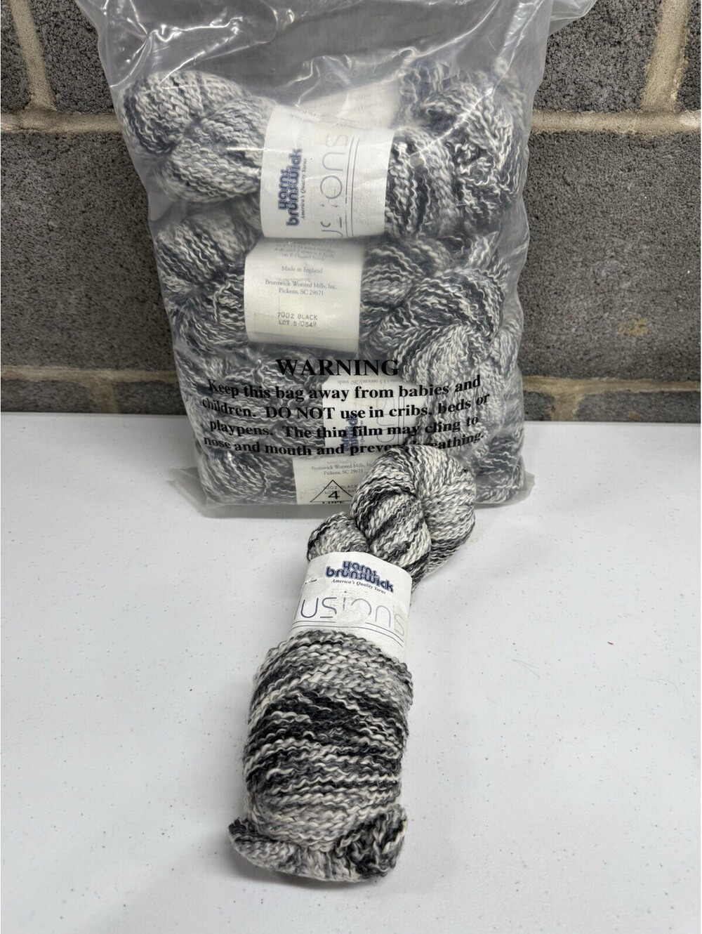 Yarns Brunswick ‘Fusions’ Acrylic/Cotton Shade 7002 Black 9 Skein Lot